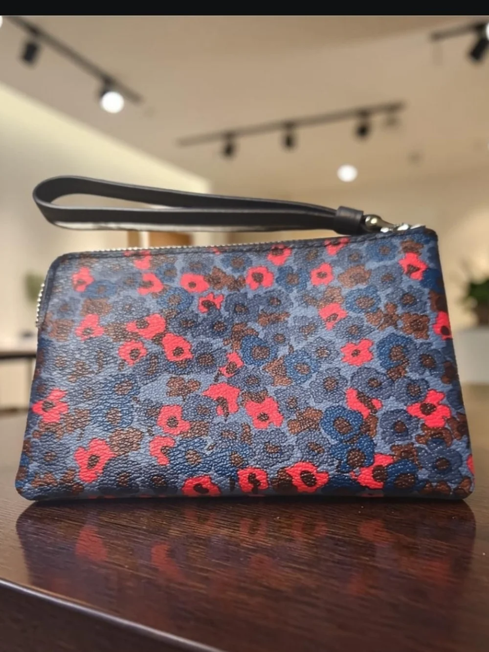 Coach Floral Leather Corner Zip Wristlet NWOT